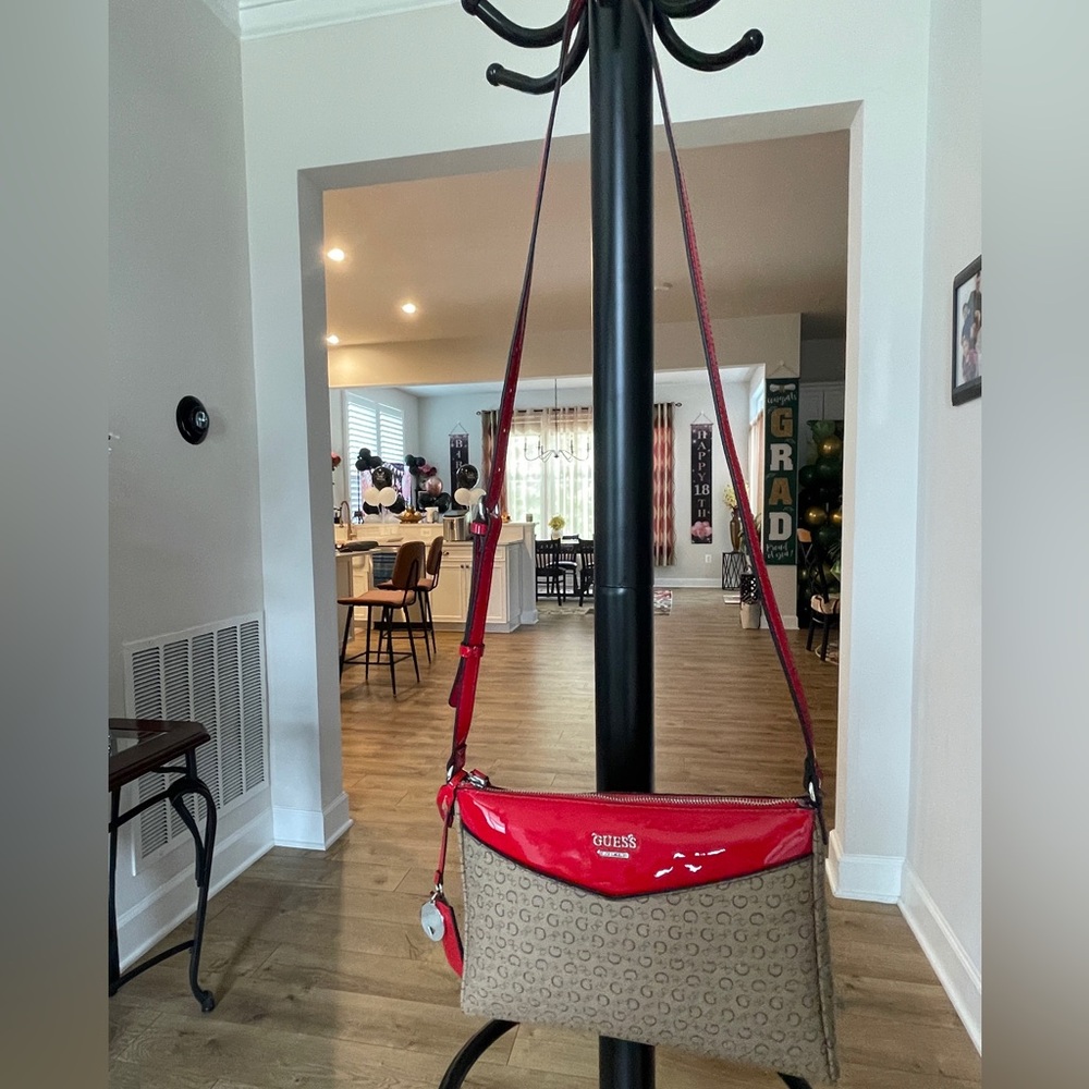 Guess Red and Brown Crossbody Bag - Picture 3 of 4